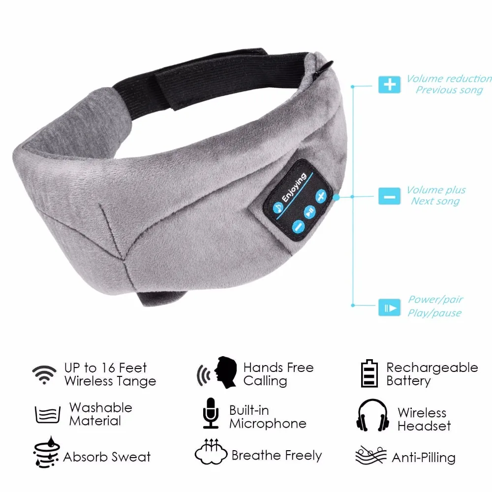 JINSERTA, Bluetooth наушники, маска для сна, стерео, музыкальный плеер, 4,2, Bluetooth, наушники для сна, для глаз, гарнитура, громкая связь, моющаяся