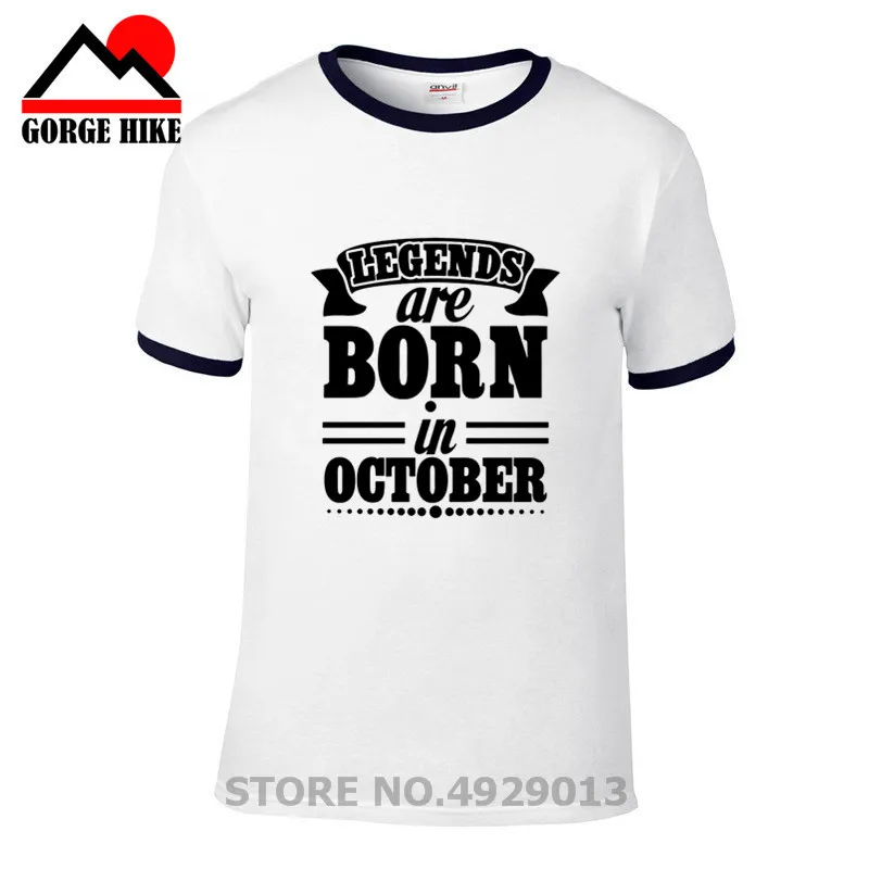 Legends Are Born in October мужские летние футболки Рок н ролл Топы органический хлопок 3D