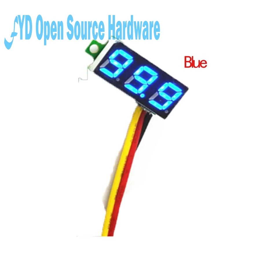 Blue Трехпроводной DC0-100V DC Цифровой вольтметр Глава 0,28 дюйма светодиодный цифровой вольтметр регулируемый - Цвет: Blue