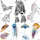 OMMGO DIY Зебра лес геометрический Единорог временные татуировки наклейки для мужчин водостойкая искусственная Татуировка боди-арт тату на руку для детей женщин