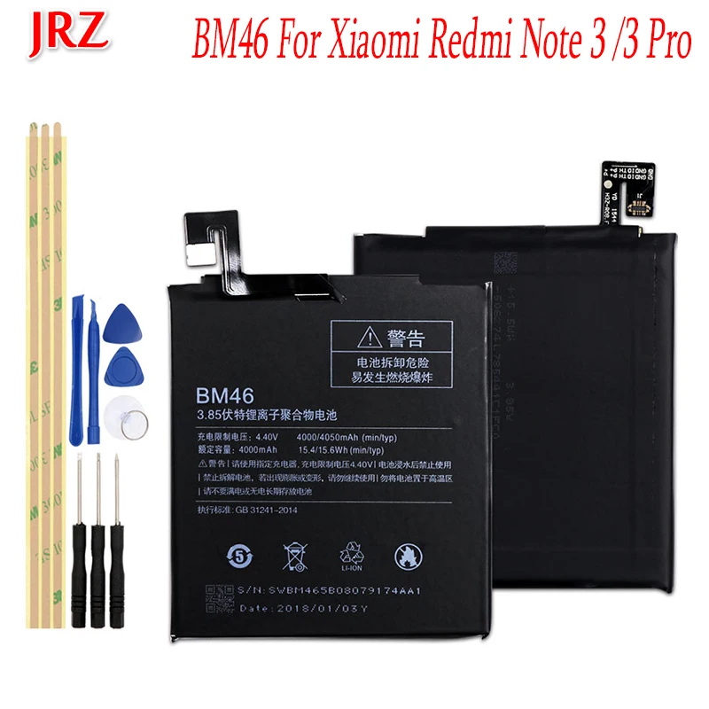 2018 JRZ для Xiaomi BM46 Аккумулятор Redmi Note 3 Mi Note3 Pro 4000 мАч 4050 Мобильный телефон батареи +
