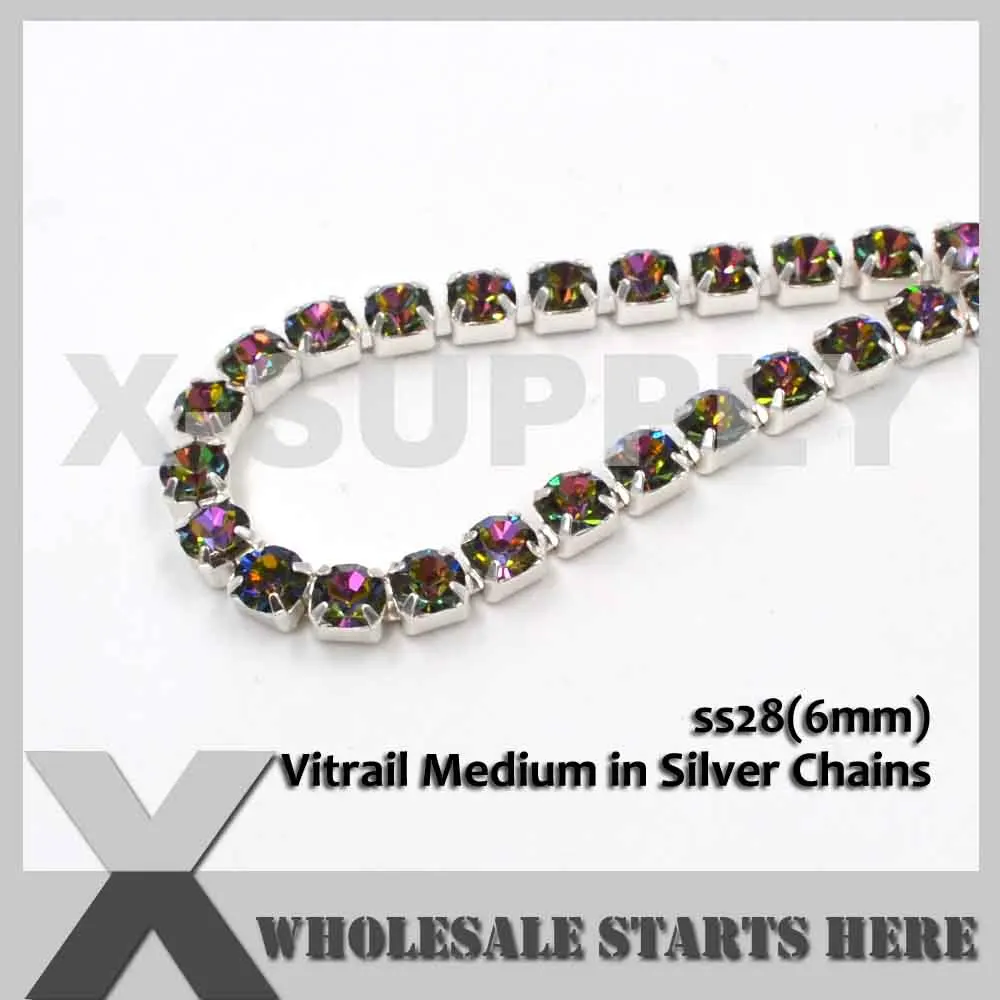 Vitrail Medium P1 SS28(6 мм) Серебряный плотный Кубок из горного хрусталя цепи, используется для свадеб, обуви, украшения одежды - Цвет: Vitrail Medium