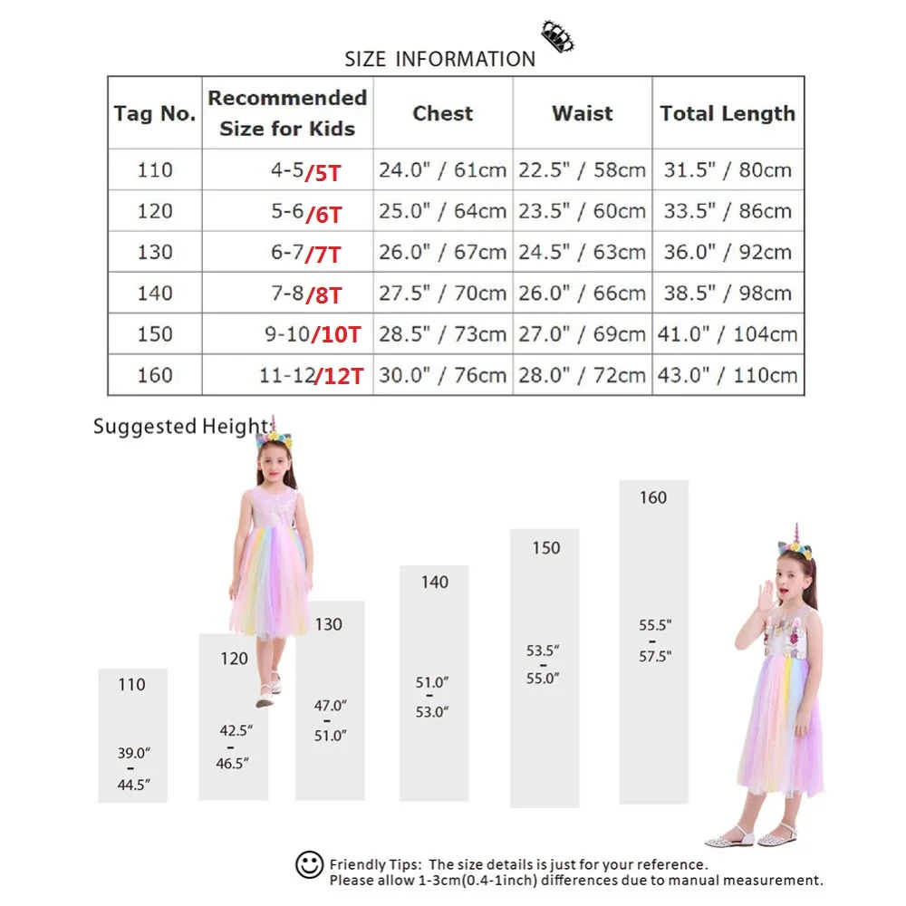 

Rainbow Dress Flower Unicorn Fancy Dress Up Kids Girls Clothes for Birthday Party Halloween Costume Fashion Photography Costume