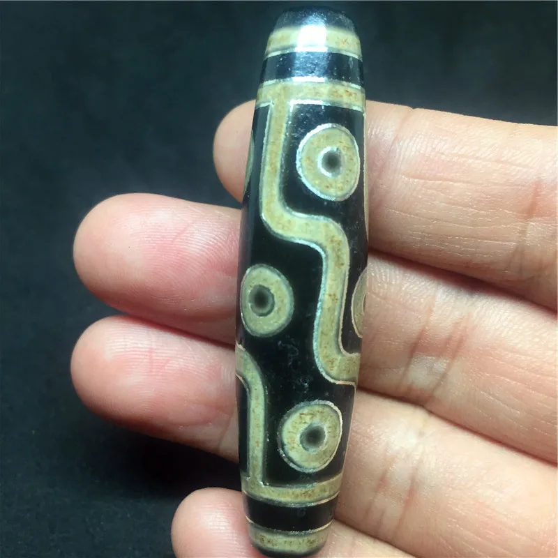 Inlay Silver 9 Eyes Dzi Beads 13MM*57MM Natural Agate Stone for Bracelet and Necklace High Quality |