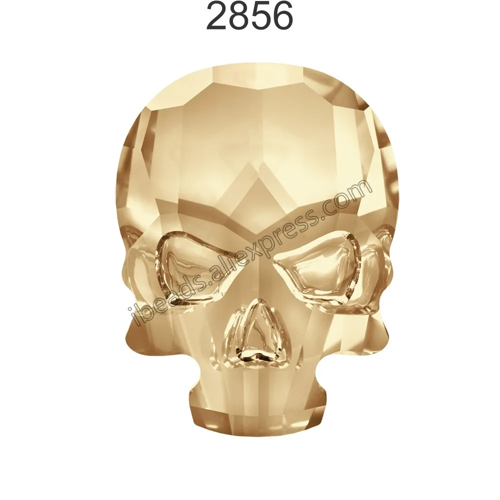 Crystal 001 GSHA F 1 шт.) оригинальные кристаллы Swarovski 2856 череп с плоской задней частью без горячей фиксации Стразы для женщин дизайн ногтей украшения одежды - Цвет: Crystal 001 GSHA F