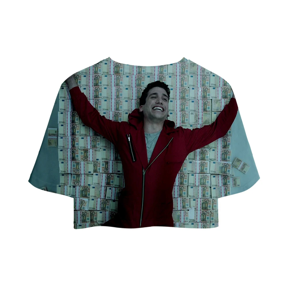 ТВ серии денег La casa de papel 2019 Новый 3D топы культур для девочек футболка с короткими