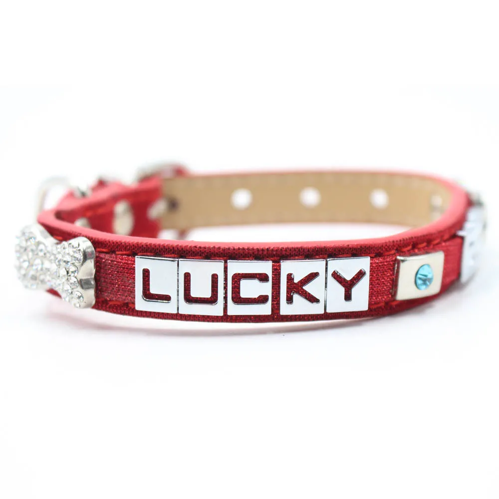 Модный ошейник с надписью LUCKY DOG на заказ для собаки прочная искусственная кожа
