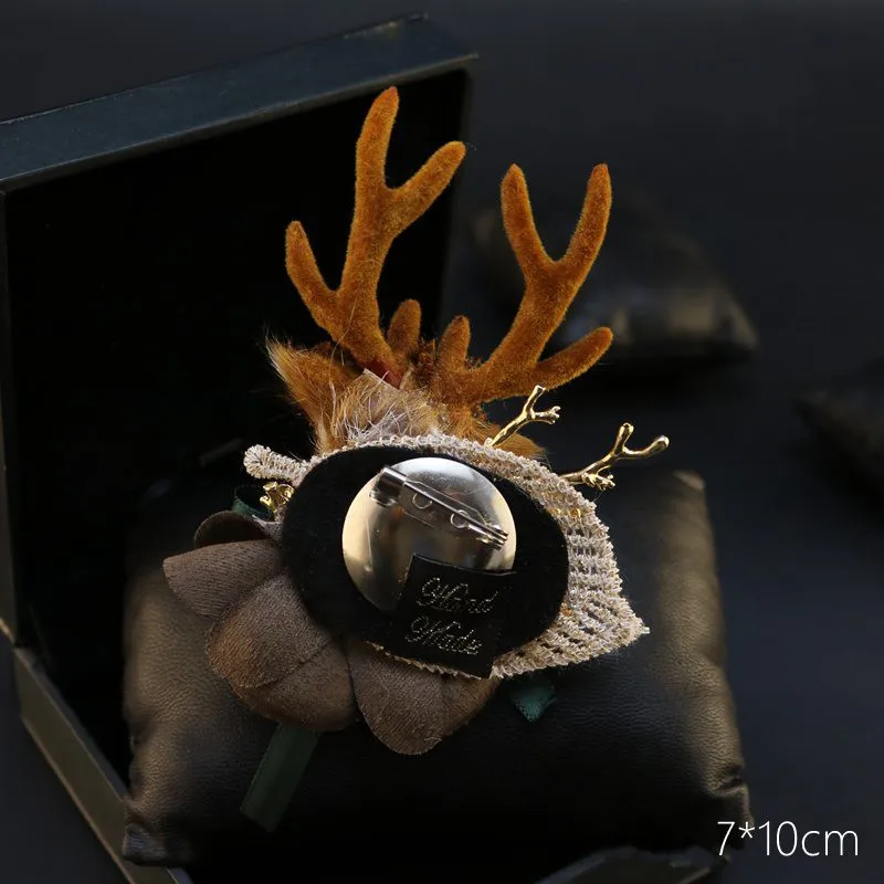 Рождество 3D Олень Лось кристалл жемчуг лоскутное брошь фестиваль подарок романтический