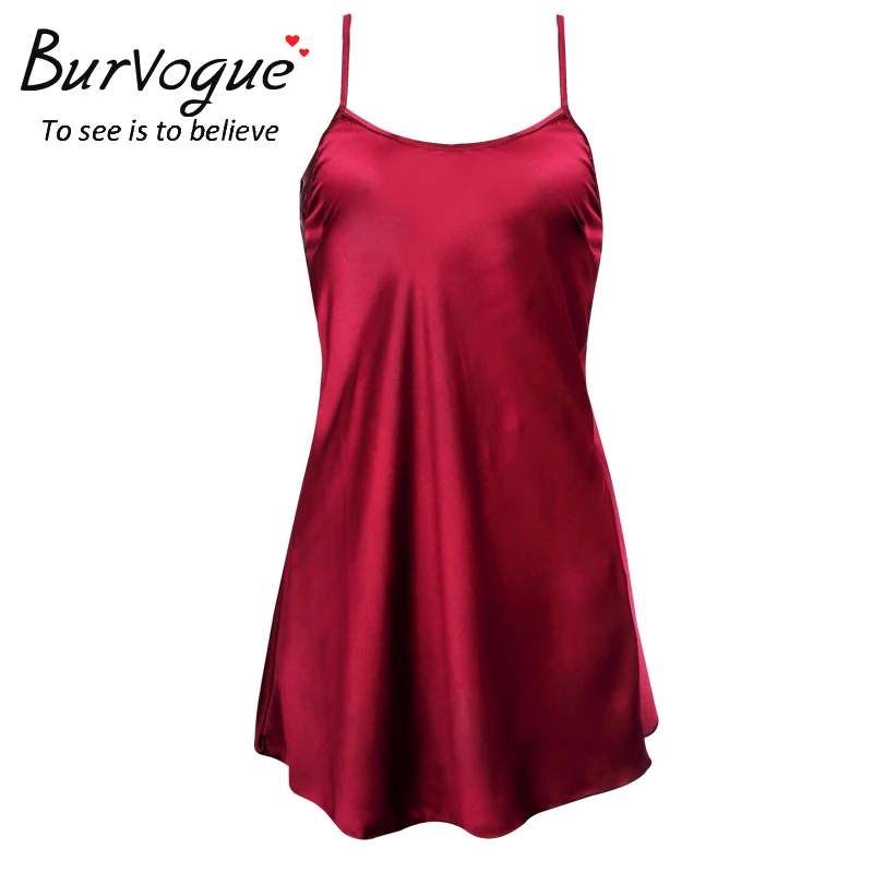 Burvogue пикантный Шелковый Атласный ночной платье без рукавов Ночная сорочка, ночная рубашка Нижнее белье Ночная рубашка кружевное ночное белье Ночное белье для женщин Ночная рубашка
