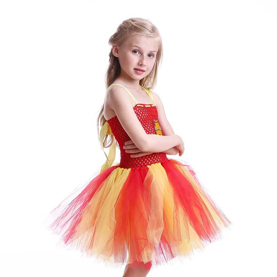 Red &amp Yellow Girls Baby Iron Man Tutu Dress Handmade Kids Superhero Tulle Halloween Birthday Party Prom Costume | Детская одежда и