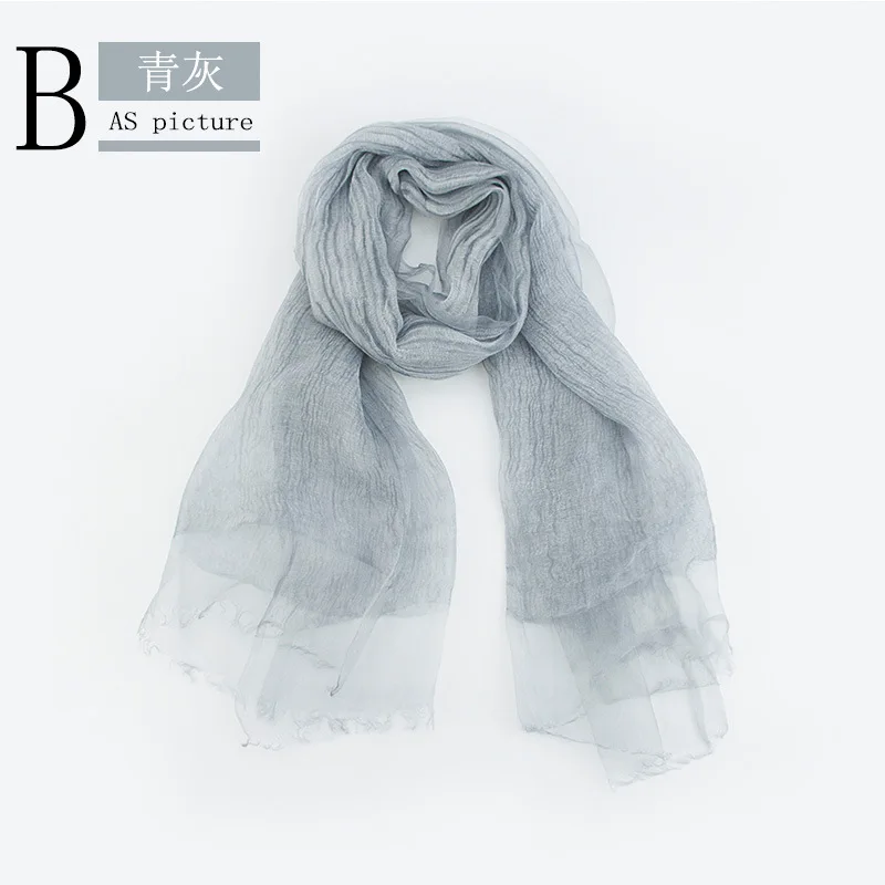 Новый Модный женский однотонный складной двухслойный шелковый шарф весенне