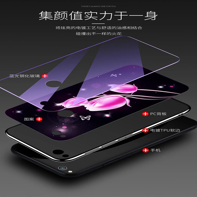 Для huawei Honor 8 lite чехол мультфильм Синий закаленное Стекло задняя крышка для Honor8 lite телефона Чехлы для honor 8 lite coque