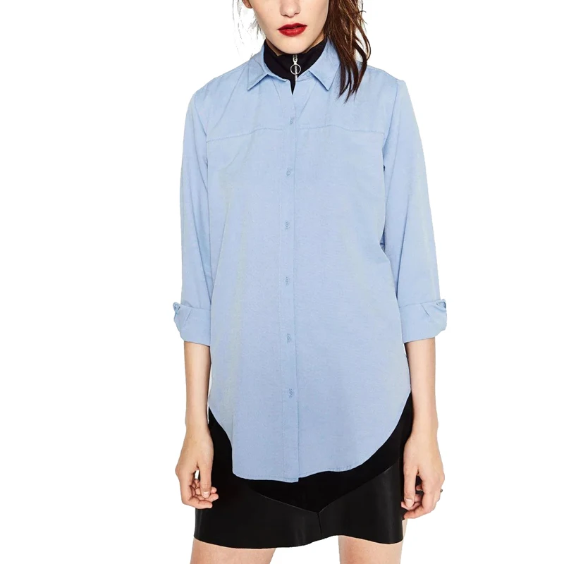 Blusas Новый элегантный Для женщин Демисезонный Vogue Свободные Длинные Девушка
