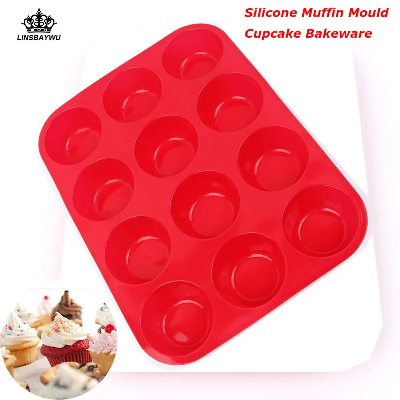 С антипригарным покрытием 12 чашек формы для Еда градусов Силиконовые Формы