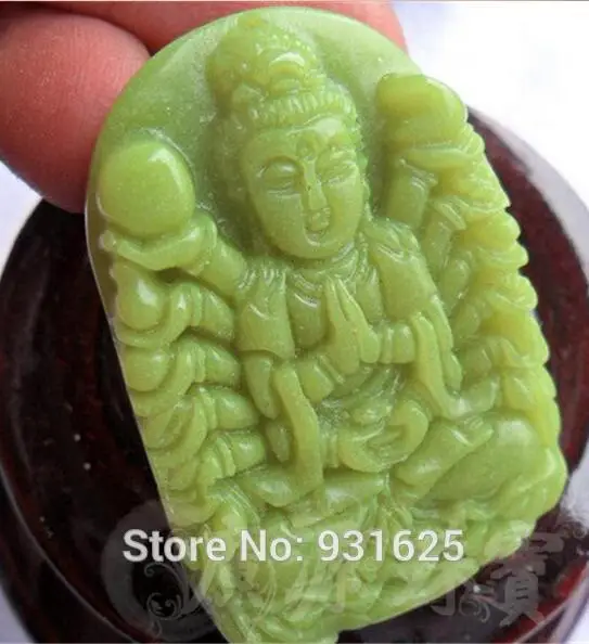 Натуральный зеленый флюорит светящийся камень резной тысяча ручек кулон