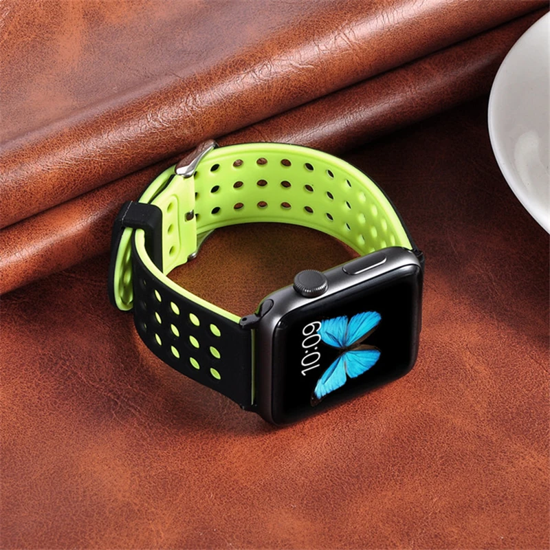 Мягкий силиконовый ремешок двойные стороны браслет чехол для iPhone Apple Watch Series 3 2 1 42
