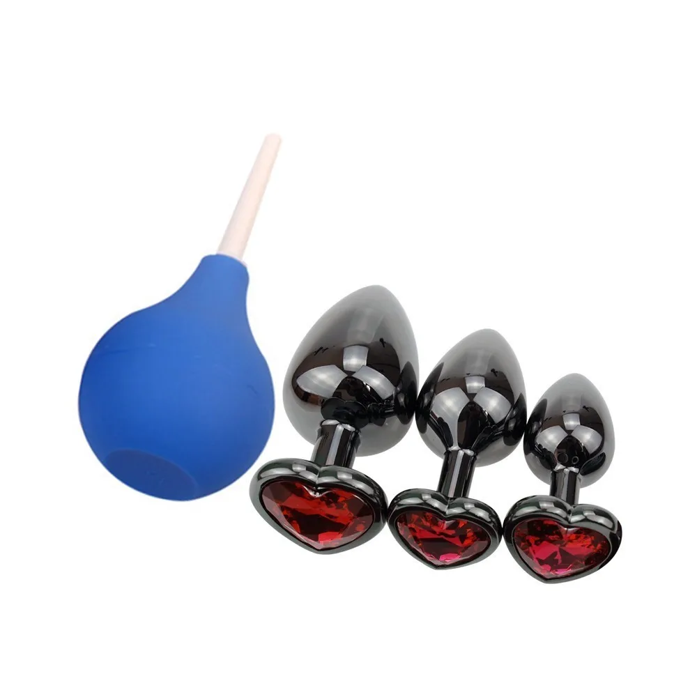 Plated Black Metal Anal Plug Beads Crystal Heart Unisex Enema Smooth Butt Dildo Dilatator Couples Adult Games Sex Toys | Красота и