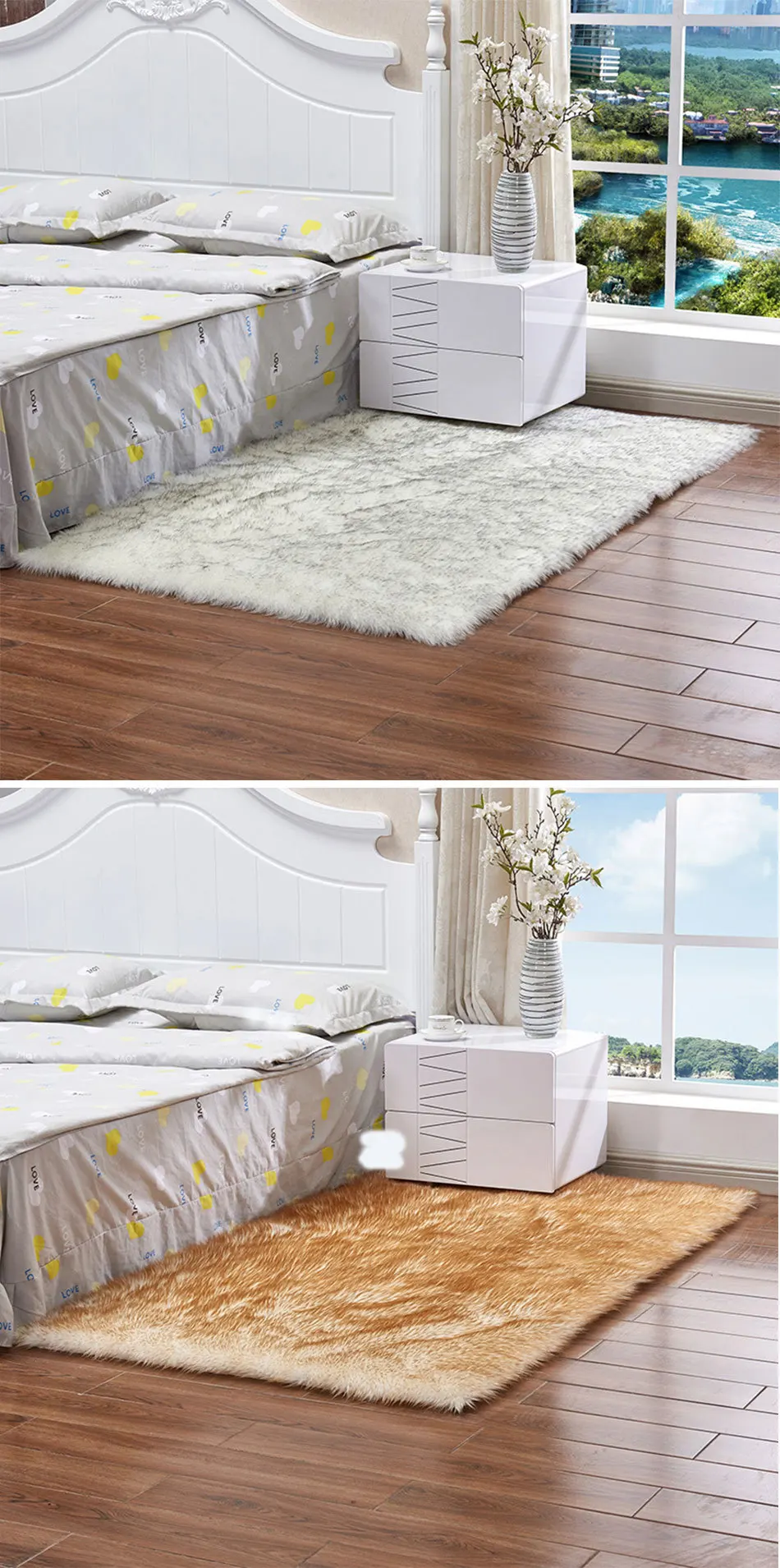 RFWCAK Rectangle Artificial Soft Sheepskin Hairy Mat Carpets For Living Room Bedroom Rug Seat Chair Cushion Home Decor Tapete