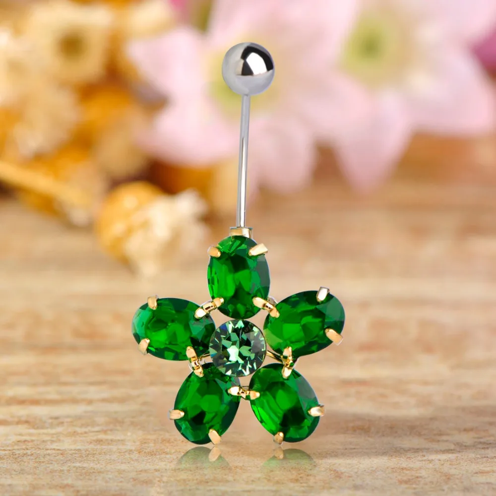 Стразы в виде красного цветка кольцо на пупок живота сексуальное ювелирное