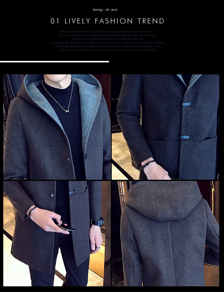 Тренч Новое поступление Англия Стиль Slim Fit Высокое Качество Ветровка Осень Популярные Для мужчин Тренч