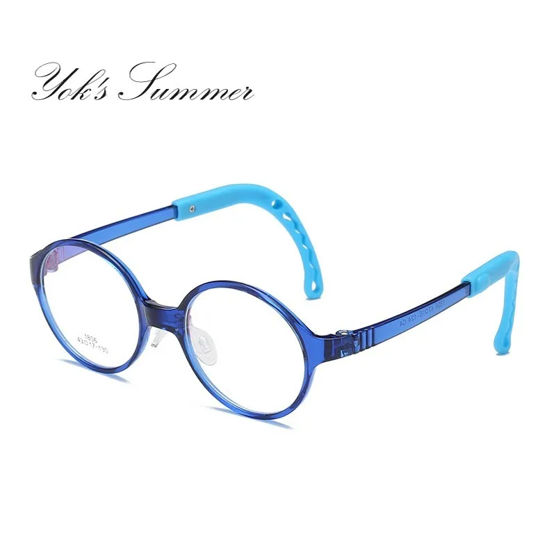 C6 Blue Frame YOK'S Kids TR90, круглые очки, сверхлегкие, для детей, студентов, простая оправа для очков, детские розовые очки по рецепту, Oculos CN1161 - Цвет оправы: C6 Blue Frame