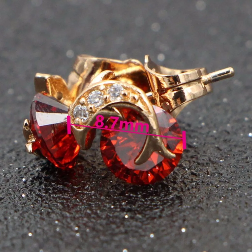 Женские серьги-гвоздики с красным кристаллом HeeZen Золотые серьги дельфином и
