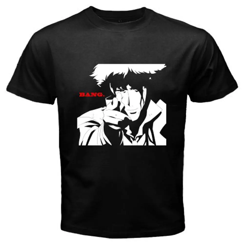 Новая ковбойская футболка Bebop Bang Аниме Манга кино Мужская черная новейший стиль