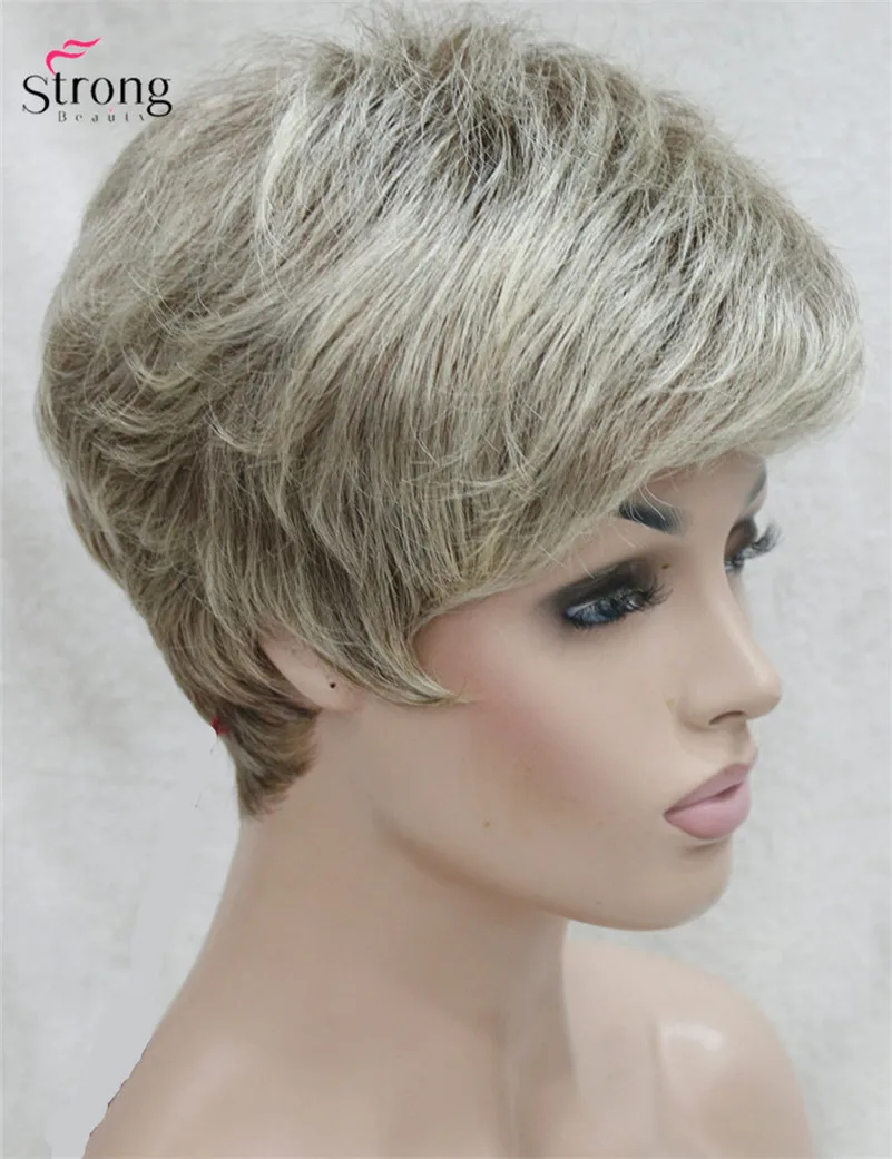 StrongBeauty короткий лохматый слоистый блонд Омбре Классический колпачок полный синтетический парик женские парики