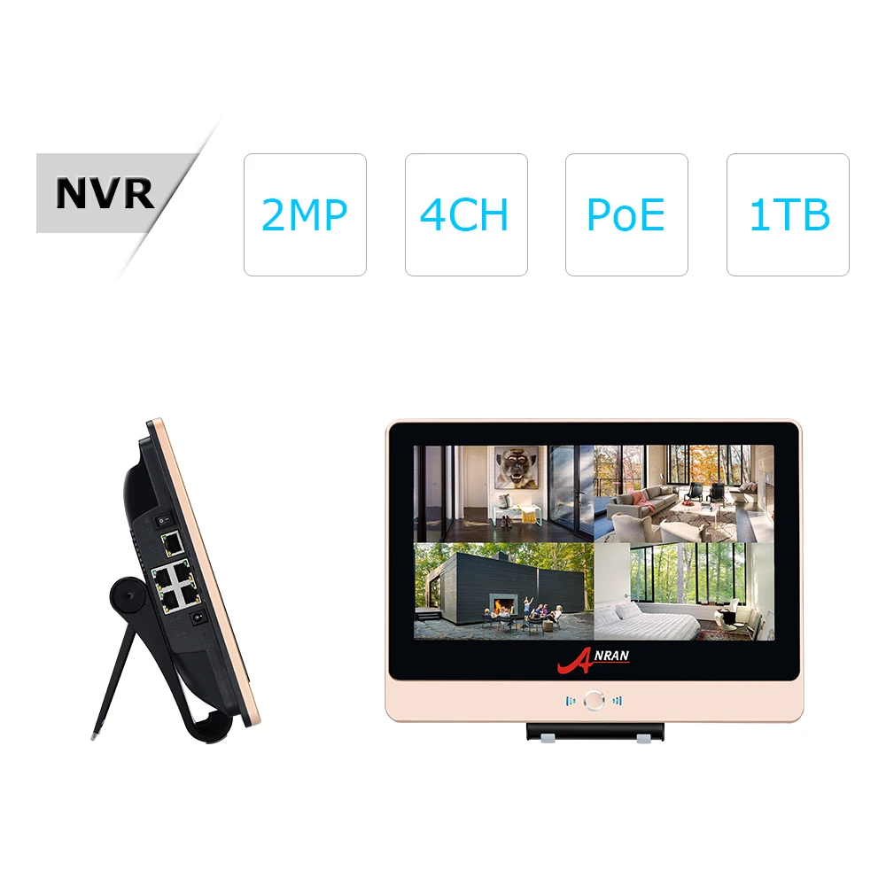 ANRAN P2P 1080 P HD 4CH POE NVR ЖК-дисплей монитор 36 ИК ночного открытый Водонепроницаемый FTP ip-камеры безопасности дома камеры видеонаблюдения Системы с HDD