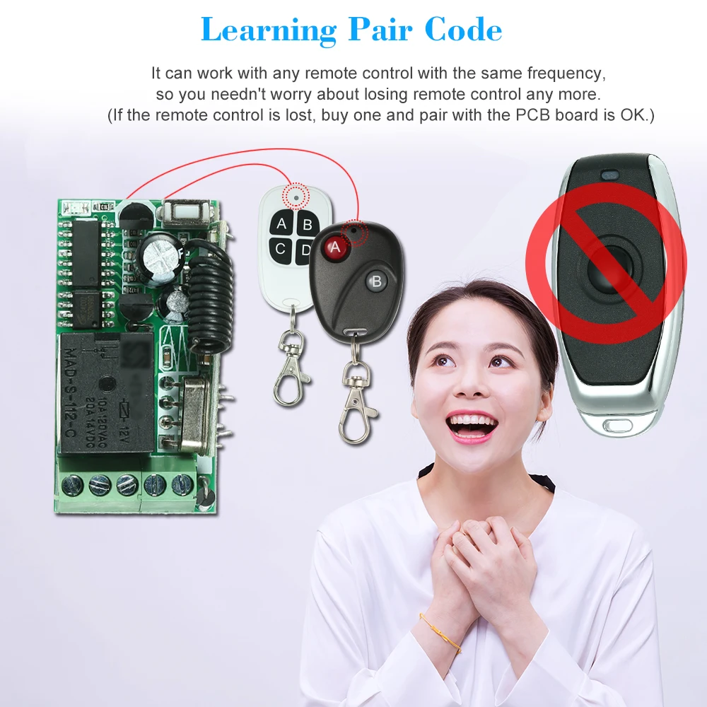 Универсальный Радиочастотный пульт дистанционного управления 433 МГц 12 В