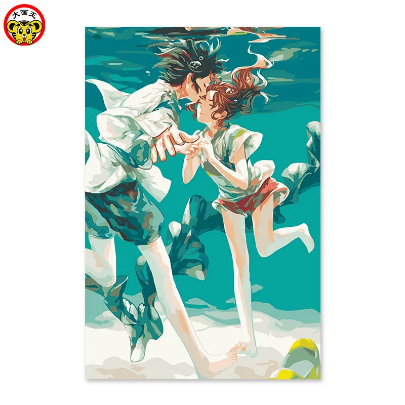 Красивая аниме Поцелуи с изображением животных цифровая живопись сделай сам