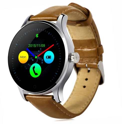 Ataliqi K88H Bluetooth Смарт-часы классические металлические умные часы для здоровья монитор сердечного ритма для Android IOS телефон Удаленная камера часы - Цвет: Brown Leather Strap