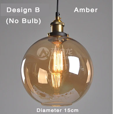 Amber Design B Винтажный подвесной светильник, ретро стеклянный подвесной светильник, русский Лофт светильник, современный светильник для кухни, столовой, спальни, подвесной светильник, E27 патрон - Цвет корпуса: Amber Design B