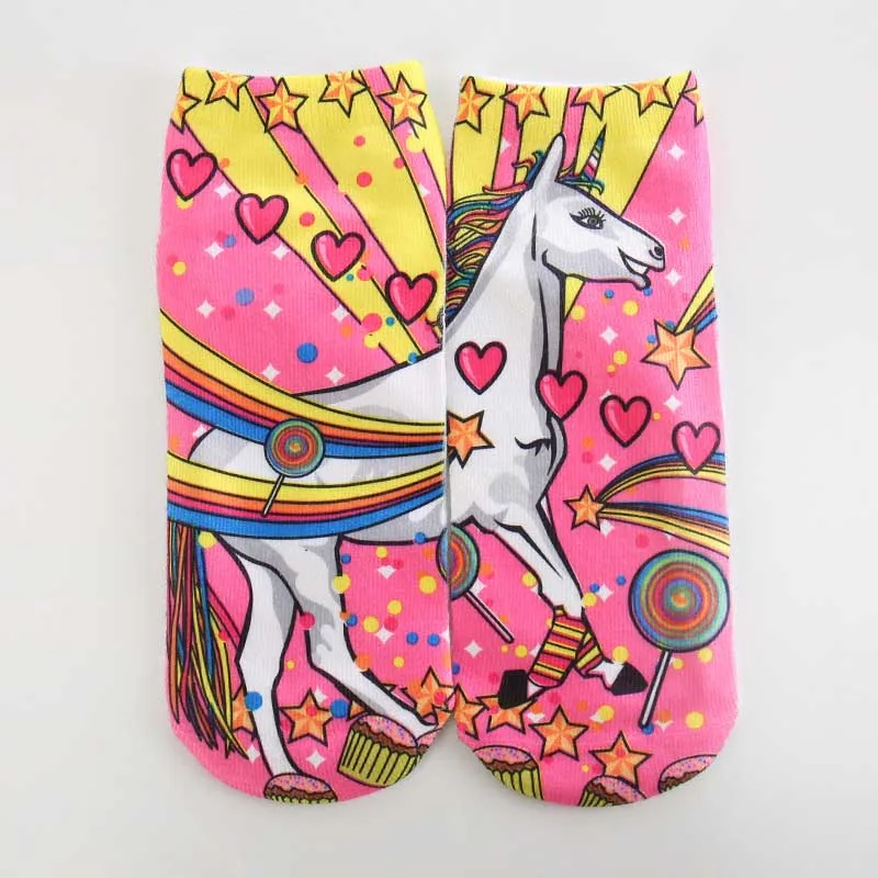 11 Trend Cute 3D Print Socks Women Ankle Socks Cartoon Animal Unicorn 3D Printing Sock Art Socks female - Цвет: 11