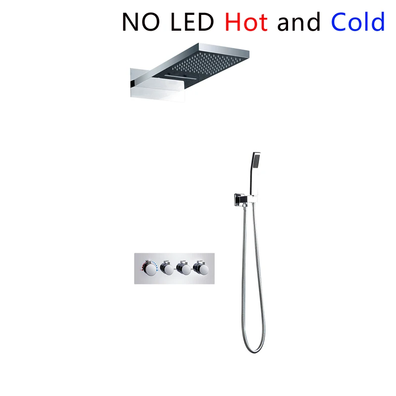 No Led-Hot and Cold DCAN светодиодный набор для душа 2" водопад контроллера Smart Душ Системы массаж Смесители Для ванны и душа - Цвет: No Led-Hot and Cold