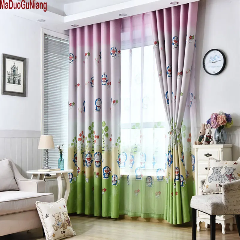 Занавески Doraemon для мальчиков и тюлевые затемненные шторы ткань детские детской