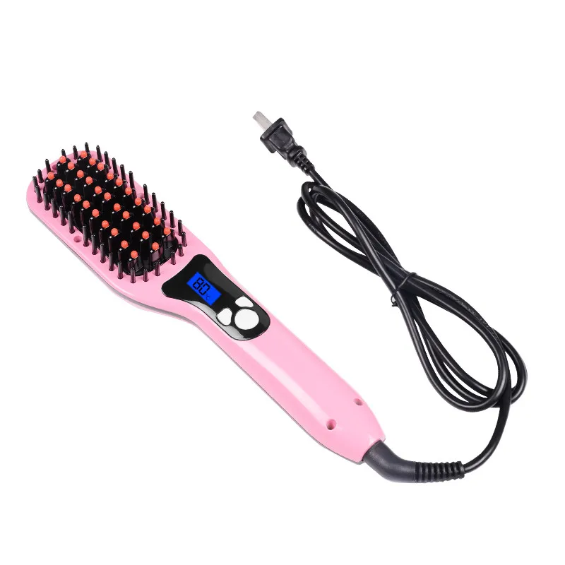 2019 LCD Temperature control Hair Brush Fast Straightener Comb hair Electric brush comb Irons Auto Straight brush|hair electric brush|straight