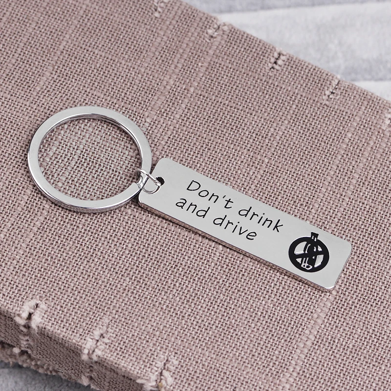 Don't Drink and Drive Key Chains Personalized Stamped Keyring Cyclist Funny Gift For New Driver Teen Boy/Girl Dog Tag Keychain |