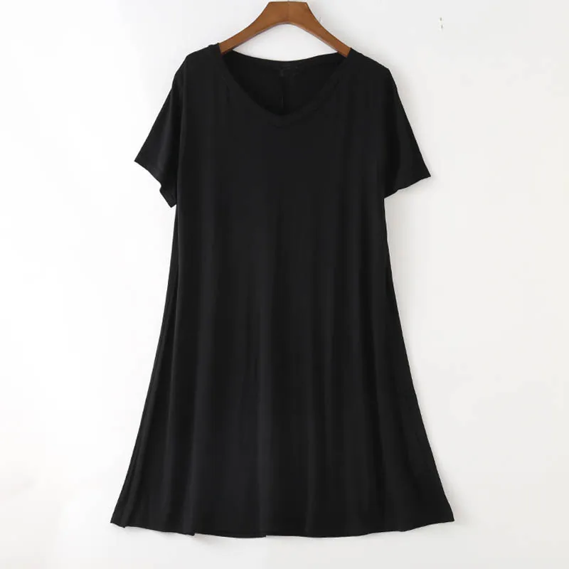 Черный Летнее женское платье размера плюс, обхват груди 110-135 см, 7XL, 8XL, женское платье черного, серого, красного, розового, белого, фиолетового цвета, 10 цветов - Цвет: Черный