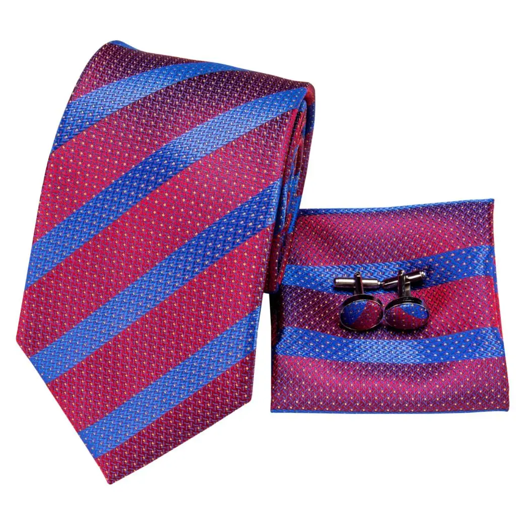Hi-Tie деловые синие мужские галстуки Набор Шелковый Полосатый галстук Hanky запонки набор 8,5 см Широкий классический деловой Свадебный Карманный квадратный галстук
