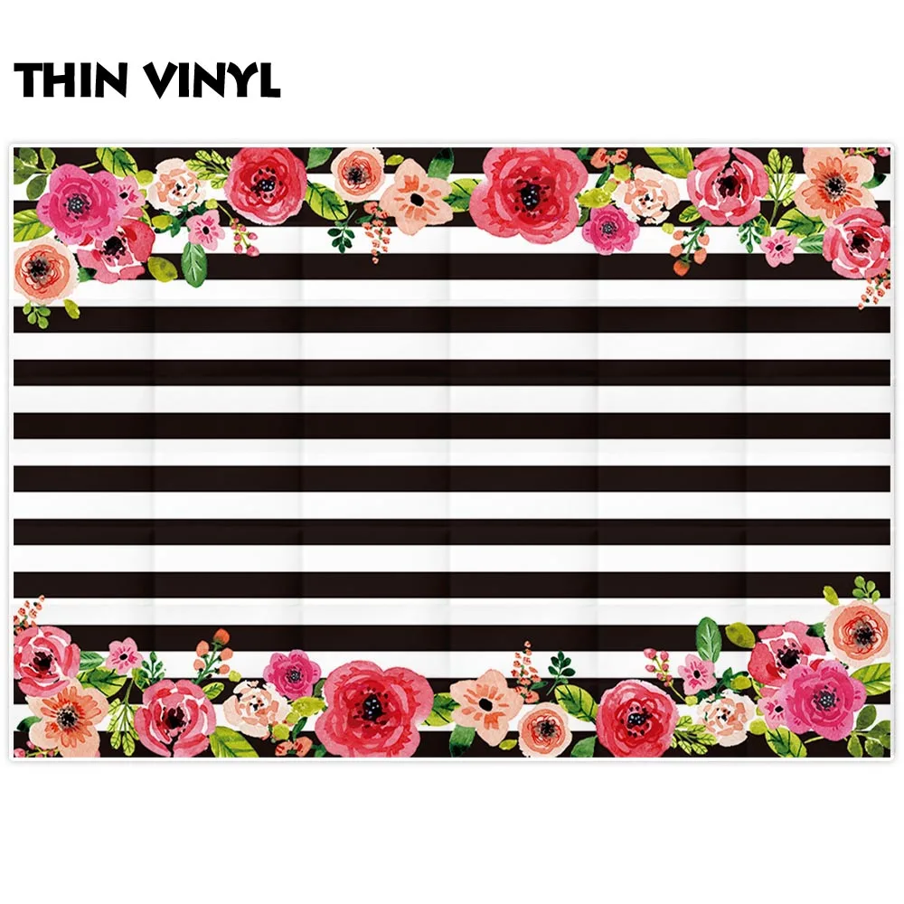 Allenjoy фон для фотосъемки черно-белые полоски цветы празднование дня рождения