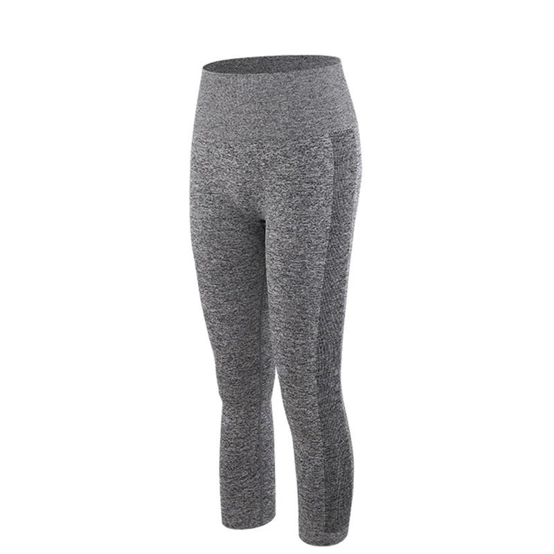 dark grey LLCK006 Hearuisavy, высокая талия, Бесшовные штаны-капри для фитнеса, женские Леггинсы для йоги, для бега, для спортзала, колготки для тренировок, для бега, укороченные брюки - Цвет: dark grey LLCK006
