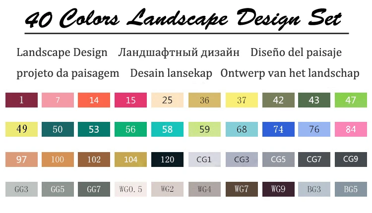 40 Landscape set TOUCHFIVE 30/40/60/80/168 Цвета Набор для рисования алкоголя двуглавый маркеры набор кистей и ручек манга чертежный вкладыш жирной граффити ручка - Цвет: 40 Landscape set