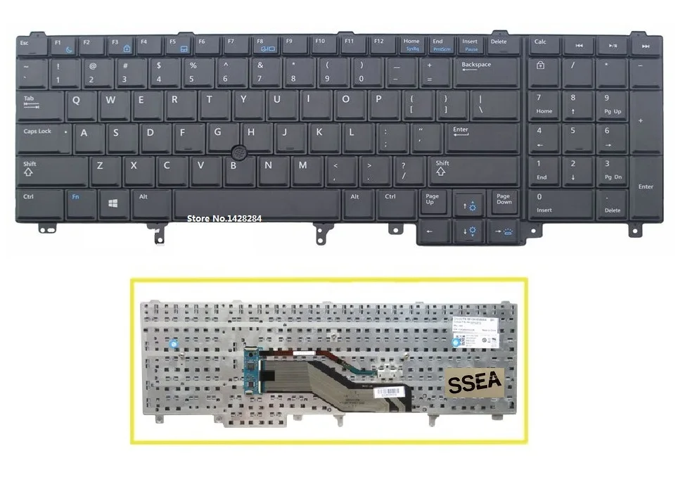 

Новая клавиатура SSEA US для Dell E5530 E6520 E6530 E6540, клавиатура US с точкой