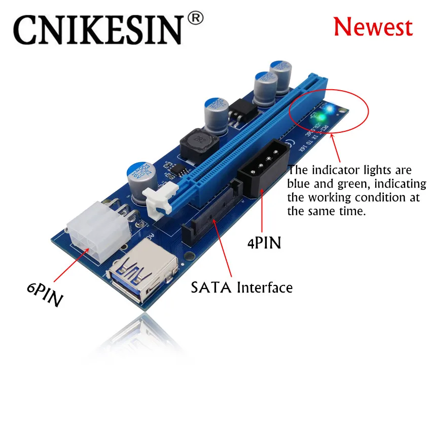 Новый VER006C PCIe Экспресс Майнинг Райзер карта 1x к 16x USB 3 0 кабель для передачи данных