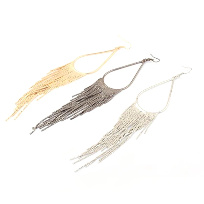 Meetcute модные Висячие золотые металлические элегантные большие серьги длинные