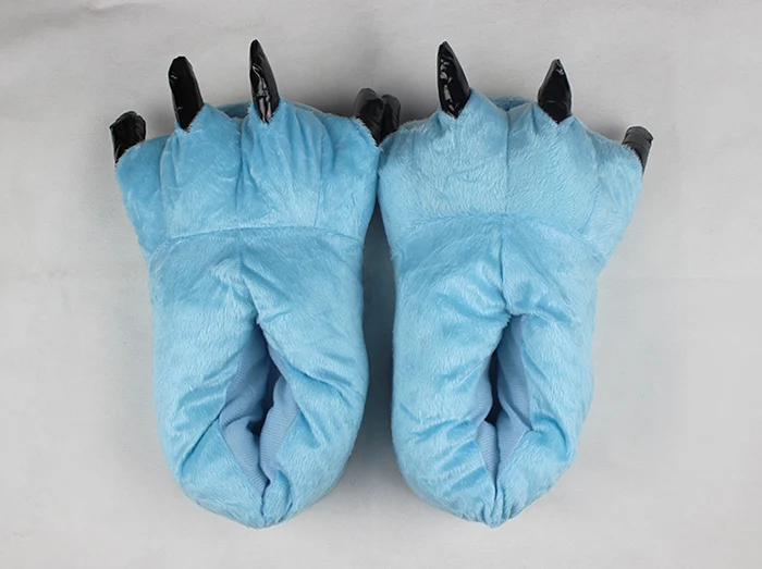 unicorn slippers KIGUCOS/зимние теплые мягкие домашние тапочки для хеллоуина; Мужская, женская, детская обувь; Плюшевые тапочки в виде лап забавного животного монстра - Цвет: unicorn slippers