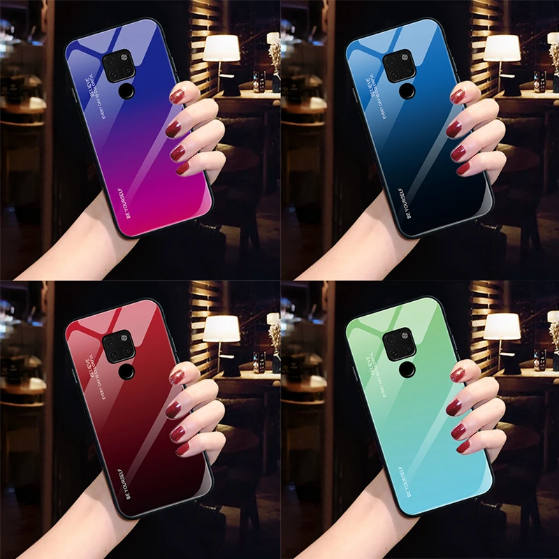 Градиент Аврора закалённое Защитное стекло для huawei mate 20 Pro 10 Lite красочный