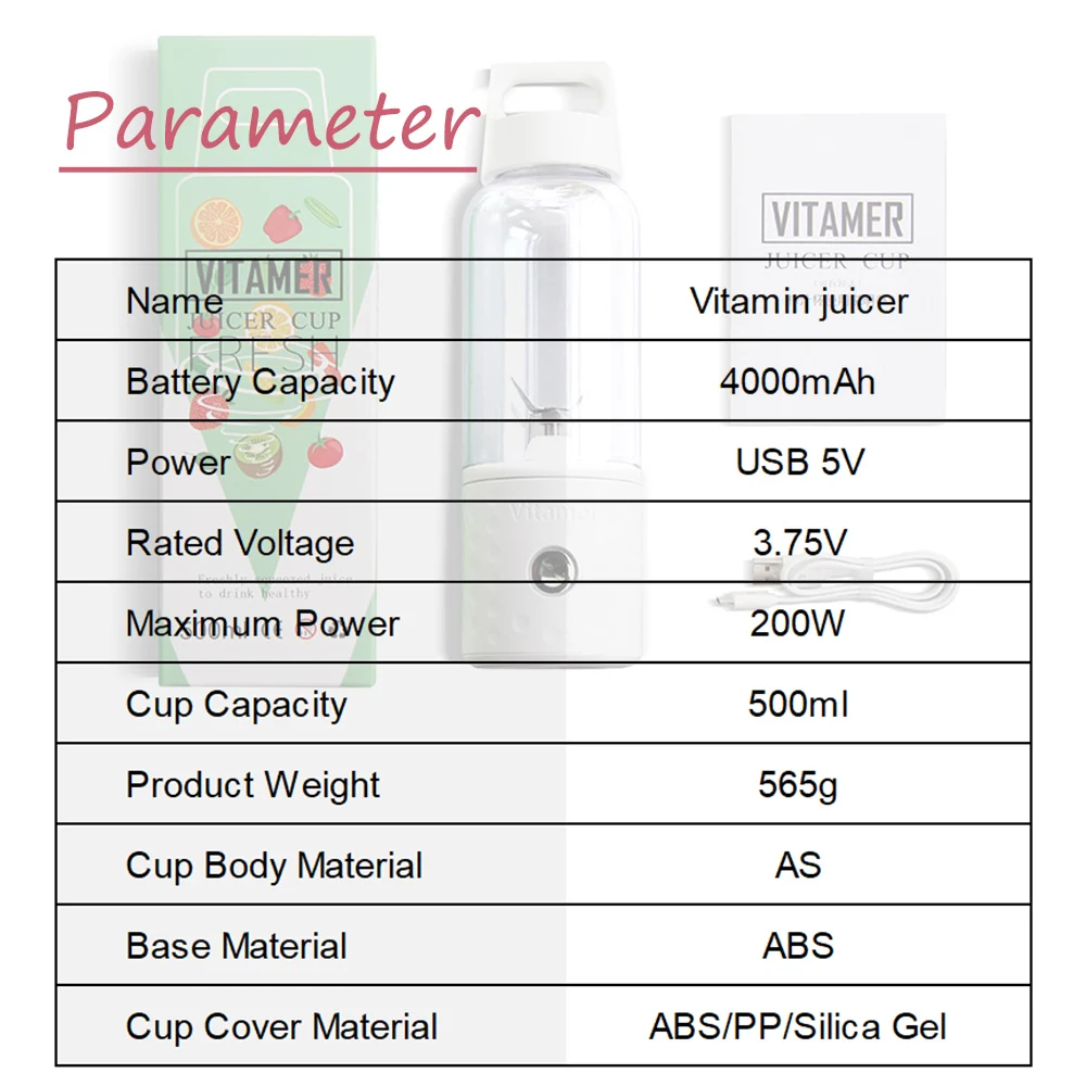 500 мл портативная соковыжималка Электрический USB Перезаряжаемый блендер для