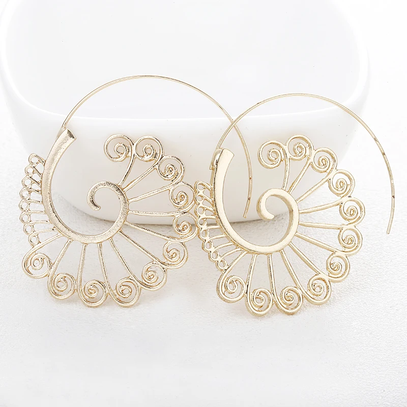 Женские сережки-подвески в виде листьев и цветов круглые сережки стиле бохо |